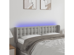 Cabeceira Cama C/ Luzes Led Tecido 147x16x78/88 Cm Cinza-claro