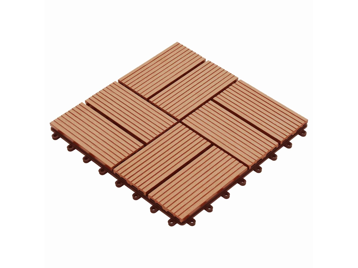 Vidaxl Telha De Deck 11 Pcs Teca 30 X 30 Cm Wpc