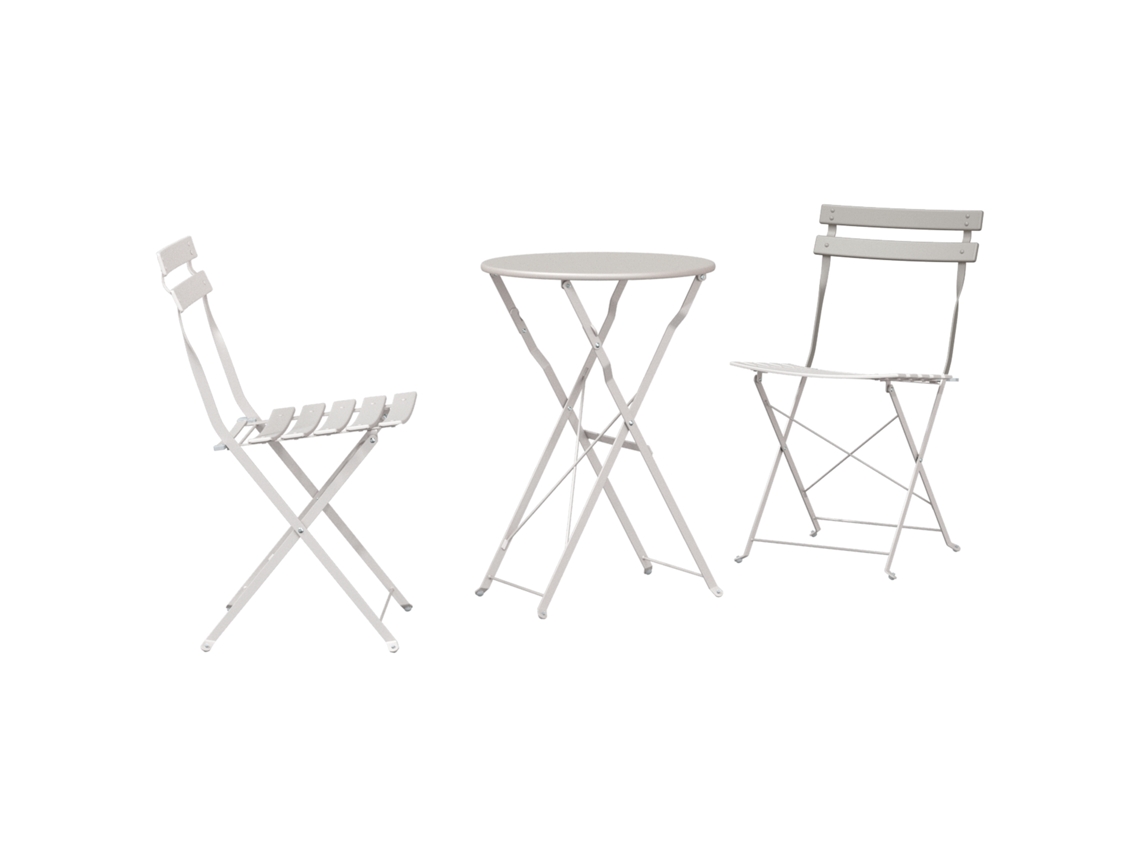 Conjunto 3 Conjunto De Móveis Para Exterior Vidaxl Bege Aço (50 X 50 X 71 Cm)