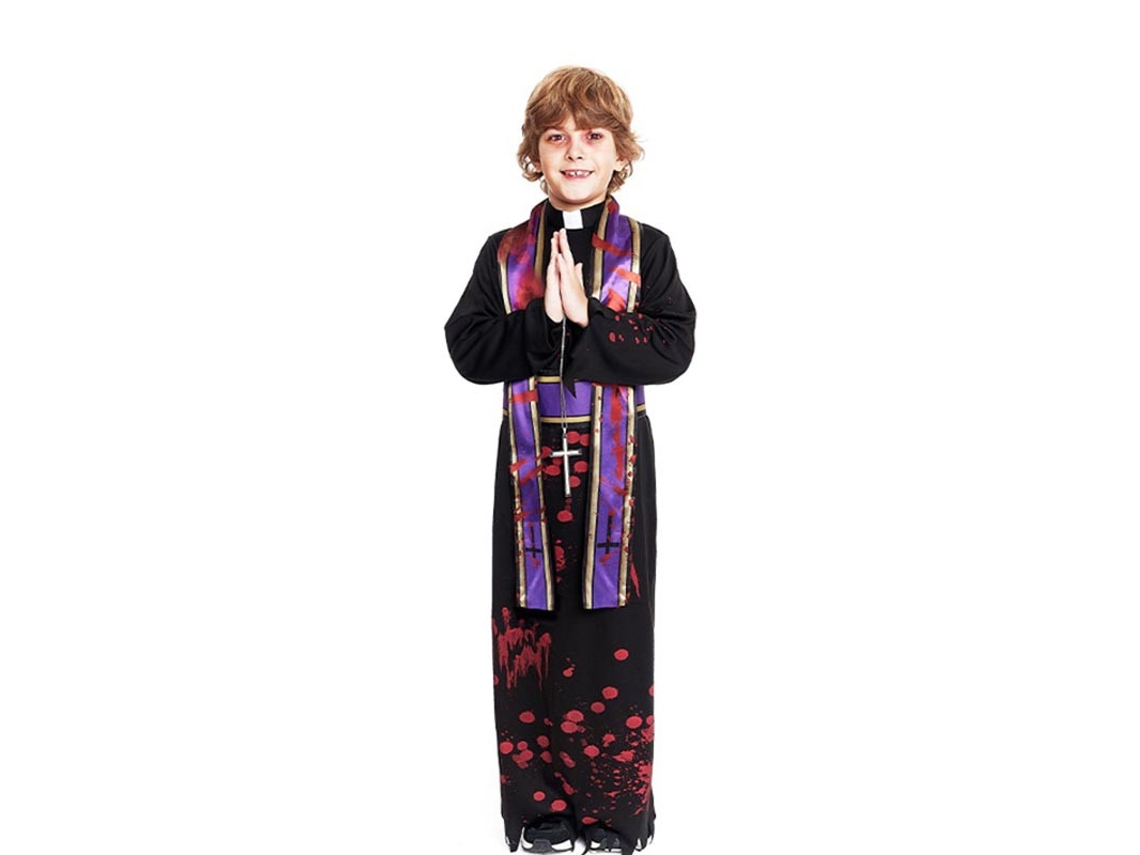 Fato de Padre Sangrento Preto com Estola para menino