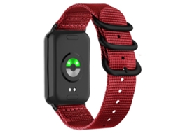Bracelete Para Redmi Watch 6 / 5 / 4 - Nylon - Fivela Dupla Preta Vermelha