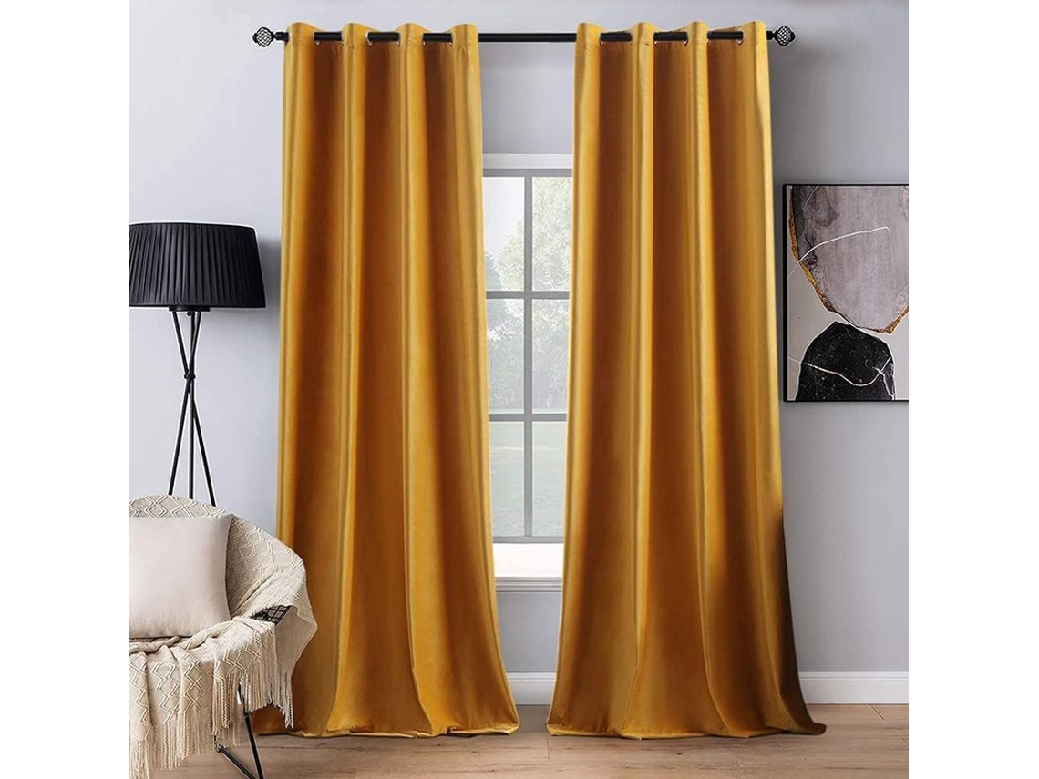 Persianas de Veludo Amarelo Mostarda Nova Line para sala e quarto | S/MARCA