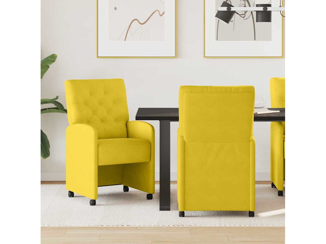 Vidaxl Cadeiras De Jantar Com Rodas 2 Pcs Amarelo 58 X 67 X 97 Cm