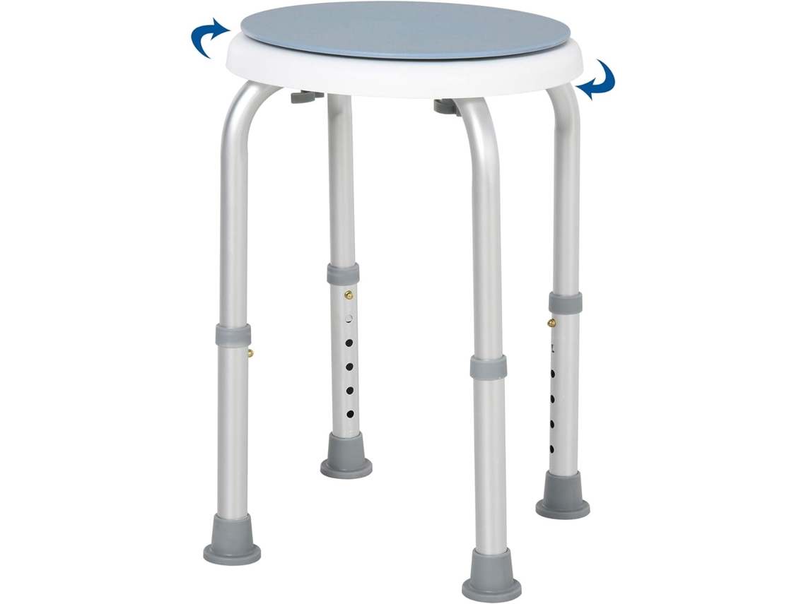 Banqueta Dobrável Portátil, Antiderrapante, Ajustável, Altura Ajustável, Estrutura de Alumínio, para Chuveiro AQUAFORGE