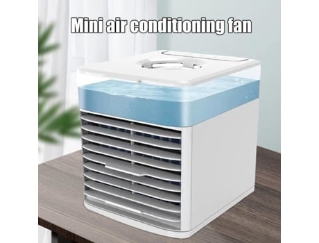 Mini ventilador de ar condicionado, refrigerador de ar de carregamento USB móvel portátil, com 7 luzes LED, 3 velocidades ajustáveis ROKOO