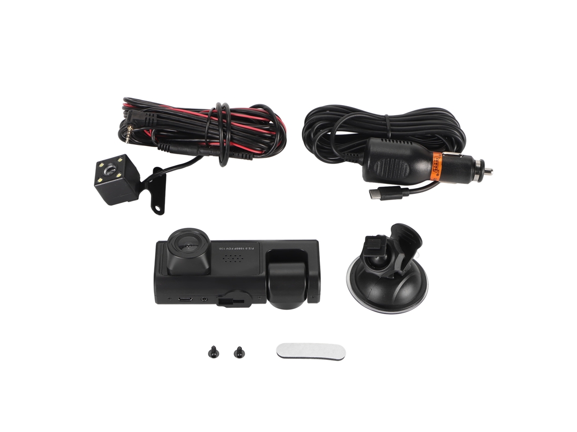 2026zentro-câmera De Carro 3 Canais Com Tela Ips 2 Polegadas Ângulo Largo 170° Visão Noturna Wdr Wifi Dash Cam