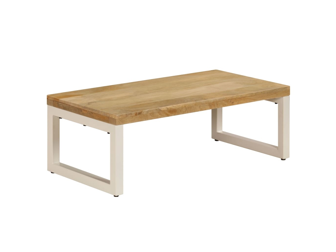 Vidaxl Mesa De Centro 100x50x35 Cm Madeira De Mangueira Maciça E Aço