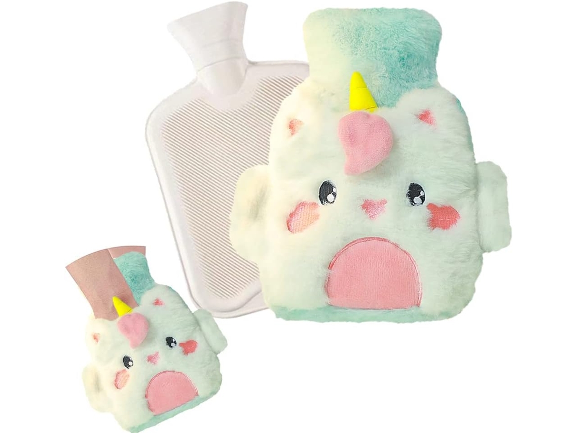 Bolsa De Água Quente Macia Unicórnio Azul Claro 500ml Desenho Animado Fofo H AQUAFORGE
