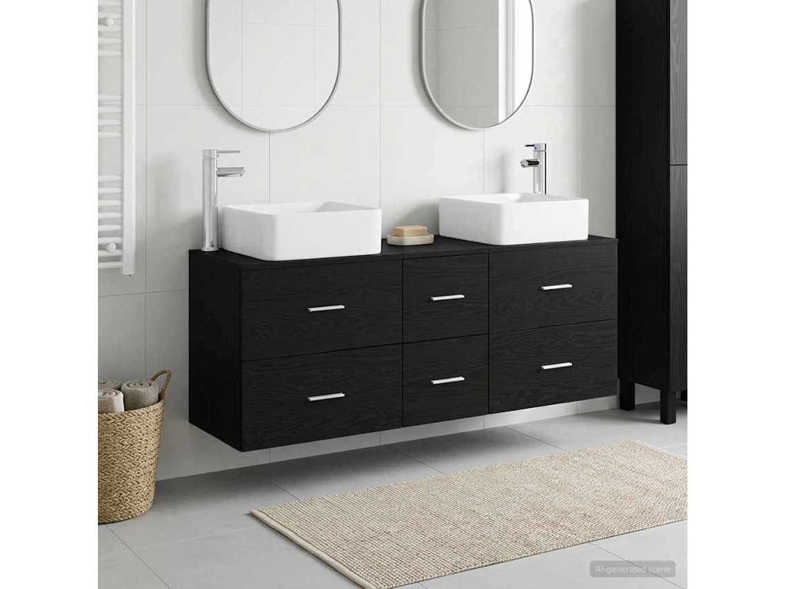 Vidaxl Conjunto De Armários Para Banheiro 3 Unid. Preto