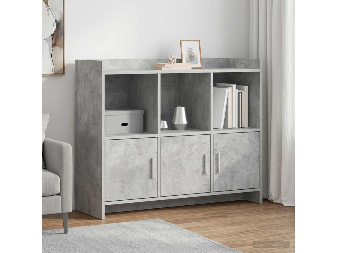 Vidaxl Buffet Cinzento Cimento 98,5 X 33 X 80 Cm Derivados De Madeira