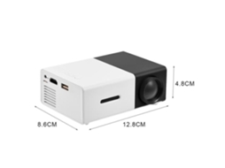 HURRISE Projetor de Vídeo Portátil Mini Led Home Cinema Estéreo Branco