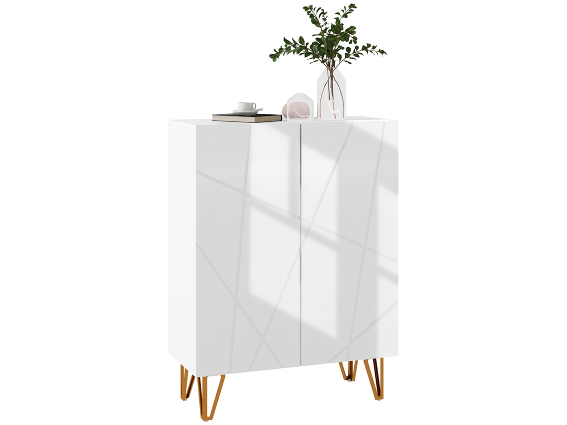Sapateira Com 2 Portas E Prateleiras Ajustáveis, Acabamento Laqueado, 72x31,5x95 Cm, Branca