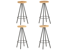 Vidaxl Bancos De Bar 4 Pcs Madeira De Mangueira Áspera