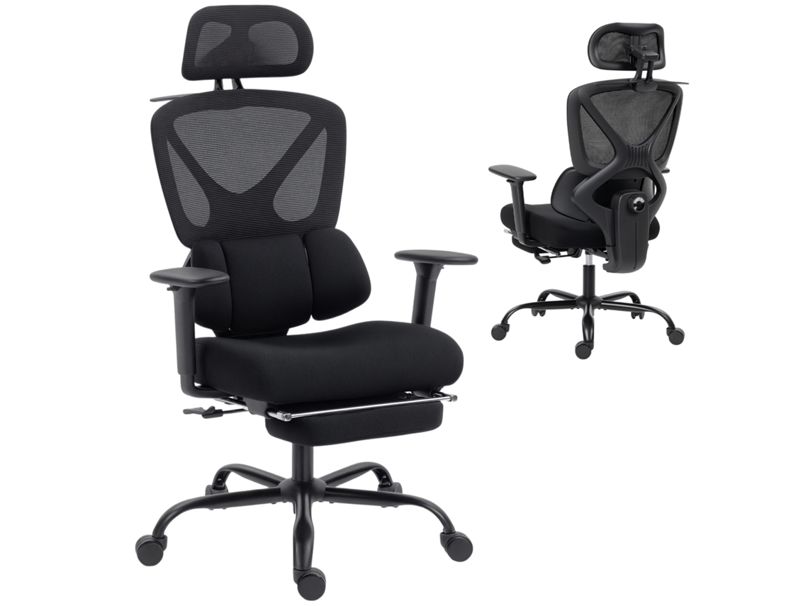Cadeira Escritório Ergonômica Suporte Lombar Dinâmico Preta