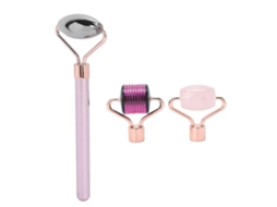 Conjunto De Rolos Faciais 3 Em 1 Para Lifting E Suavização Da Pele, Conjunto De Ferramentas Faciais Terahertz Gua Sha Para Mulheres Aquaforge