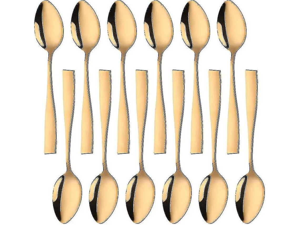 Colheres De Sobremesa, Pacote Com 12, Douradas