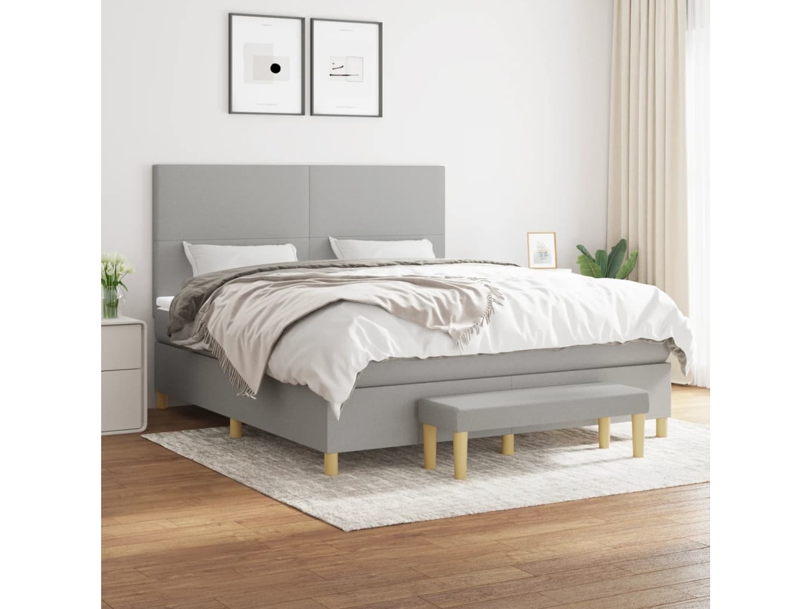 Vidaxl Cama Com Molas/colchão 180x200 Cm Tecido Cinzento-claro