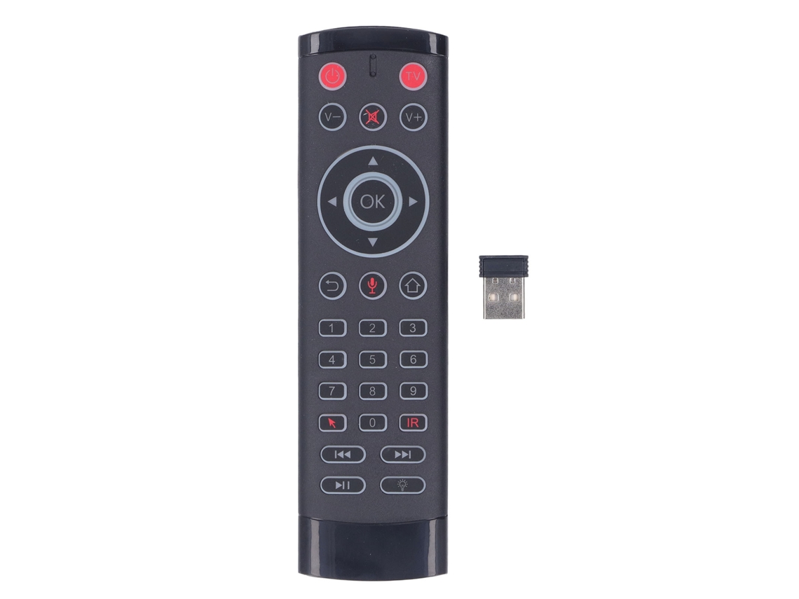 Controle remoto inteligente para TV 2.4G com porta USB, aprendizagem infravermelha, 2.4GHz RF para set top box, caixa de TV e computador S/MARCA