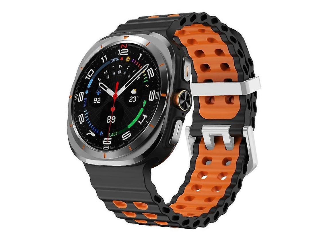 Pulseira De Silicone Ocean Two Color Com Fivela Prateada E Furos Em Duas Fileiras Para Samsung Galaxy Watch Ultra / Ultra 2025