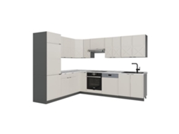 Cozinha Em Ângulo Fame Line, 227x287cm, Pt Mármore, Cinzabege/antracite, Antracite, Vicco