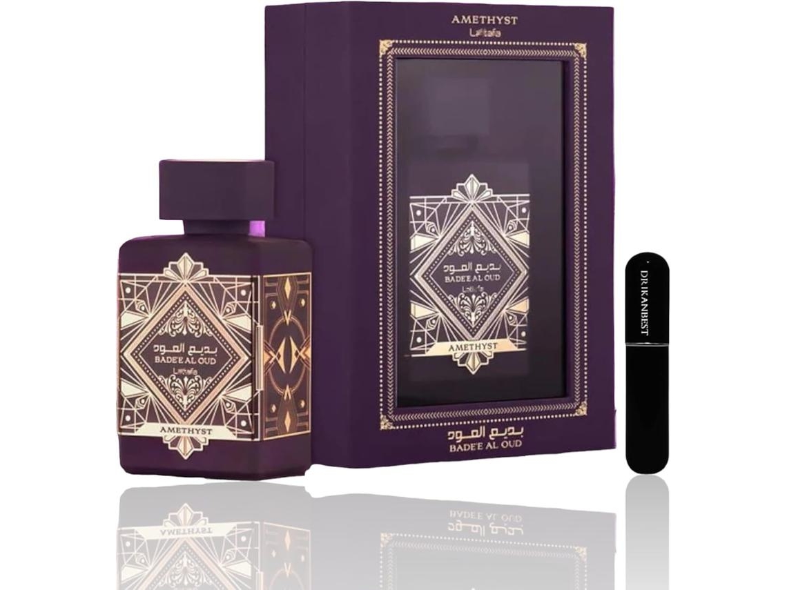 Perfume Badee al Oud Amethyst 100ml (Original) Eau de Parfum Unissex Brinde Atomizador DRIKANBEST Recarregável 5ml