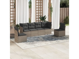 6 Pcs Conjunto Sofás De Jardim Com Almofadões Vime Cinza Dkd Home Decor