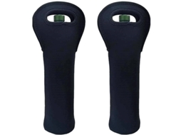 Lurelia Bolsa Térmica Para Vinho 2 Peças Preto Neoprene Gel Congelante 750 Ml Portátil Piquenique