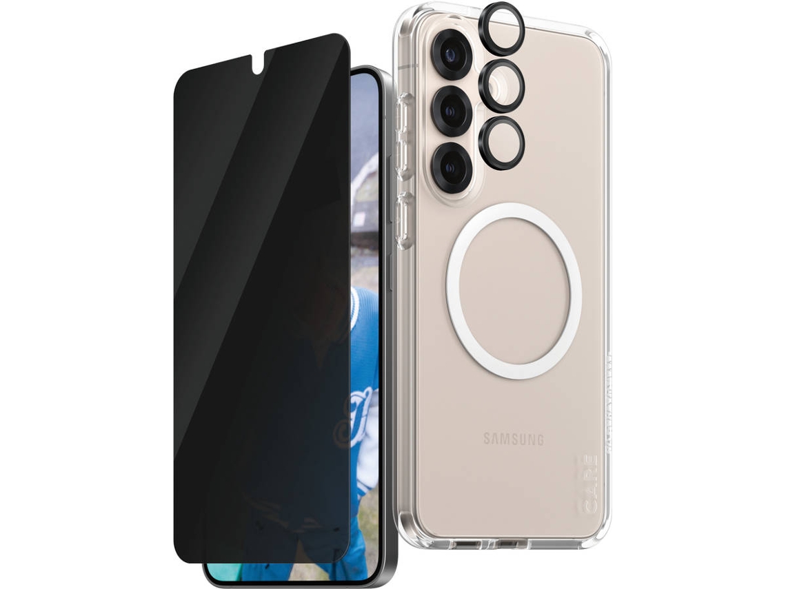Kit PANZERGLASS Care Flagship 3 em 1 Privacidade Samsung Galaxy S25 Plus