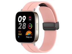 Bracelete para Redmi Watch 3 Silicone com Cabeça Chata e Fivela Preta Rosa Claro XIAOMOYU