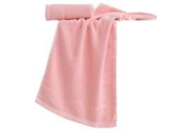Conjunto de Toalha RNEMITERY Rosto Ribbed Secagem Rápida Suaves Algodão Rosa (34x74cm)