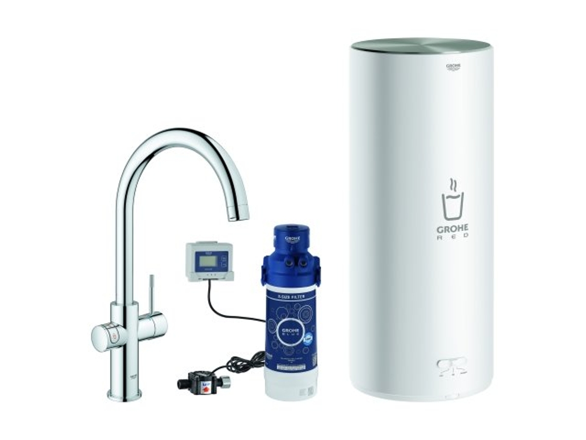 Torneira e caldeira GROHE Red Duo tamanho L, bico em C, Cor: cromado