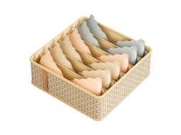 Organizador de gaveta de armário divisores de tecido 6 grade 32x32x11cm bege para roupa e acessórios com marca