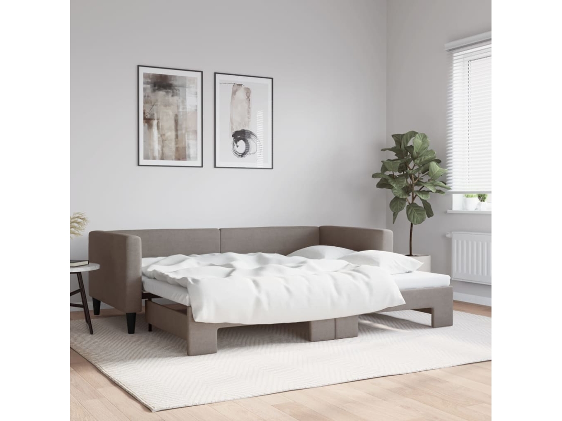 Vidaxl Sofá-cama Com Gavetão 90x200 Cm Tecido Cinzento-acastanhado