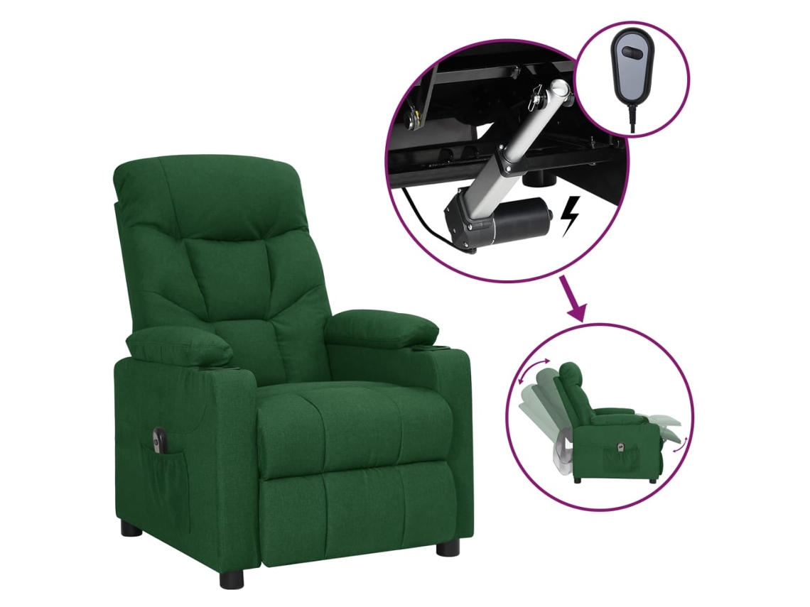 Electric Recliner Chair, Electric Recliner Chairs Vidaxl Verde Tecido