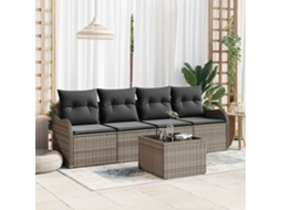 Vidaxl Conjunto De Sofá De Jardim 5 Unid. 4-número De Lugares Cinzeto