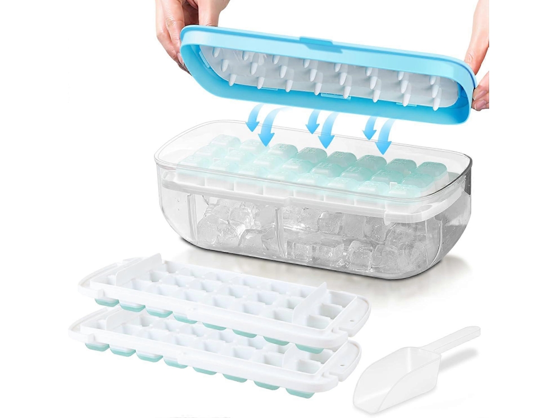Forma De Gelo Com Tampa, Moldes De Silicone Qualidade Alimentar, Libera Todos Os Cubos De Gelo Em Um Segundo
