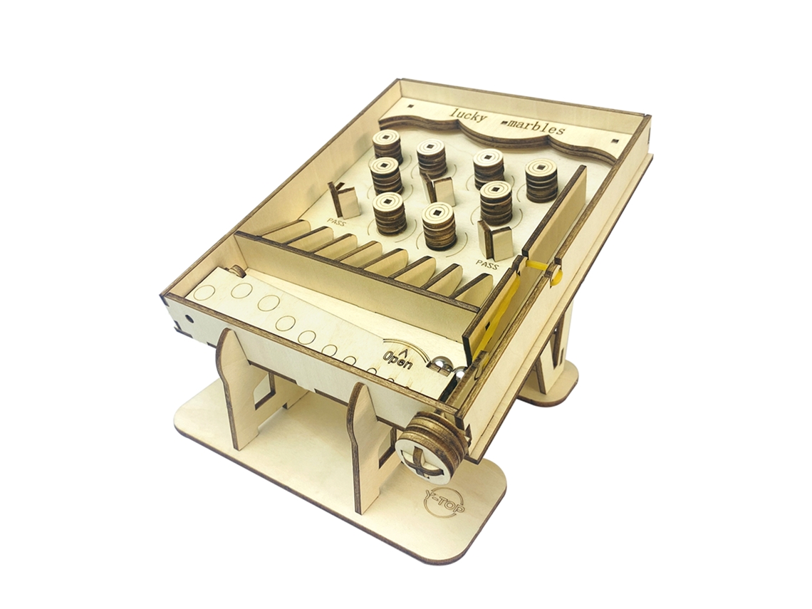 Modelo 3d Em Madeira, Design De Jogo De Pinball Mecânico. 50 Peças. 14x20x11 Cm.