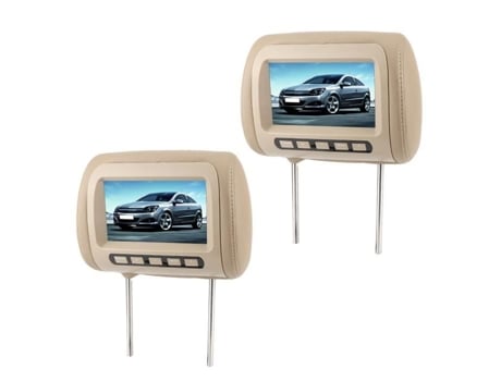 Leitor de Dvd para Carro Lia 2 Peças Universal 7 em Hd Encosto de Cabeça para Carro Lcd Leitor de Vídeo Controle Sem Fio Mp5 Display Marrom FDIT