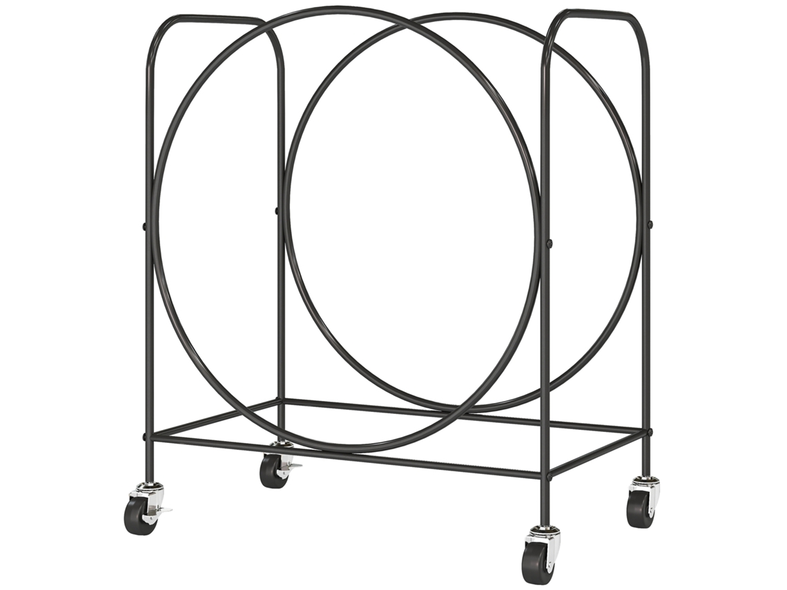 Suporte Metálico Para Lenha Com Rodas Para Interior E Exterior 51x30x60 Cm Preto