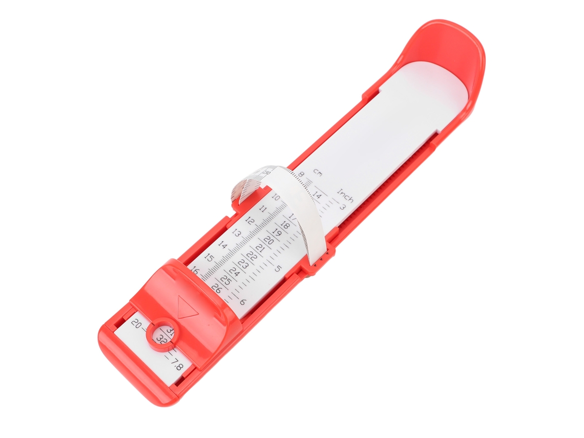 Medidor de pés de bebê, régua leve e precisa para medir o comprimento do calçado, calçado infantil, uso doméstico, vermelho