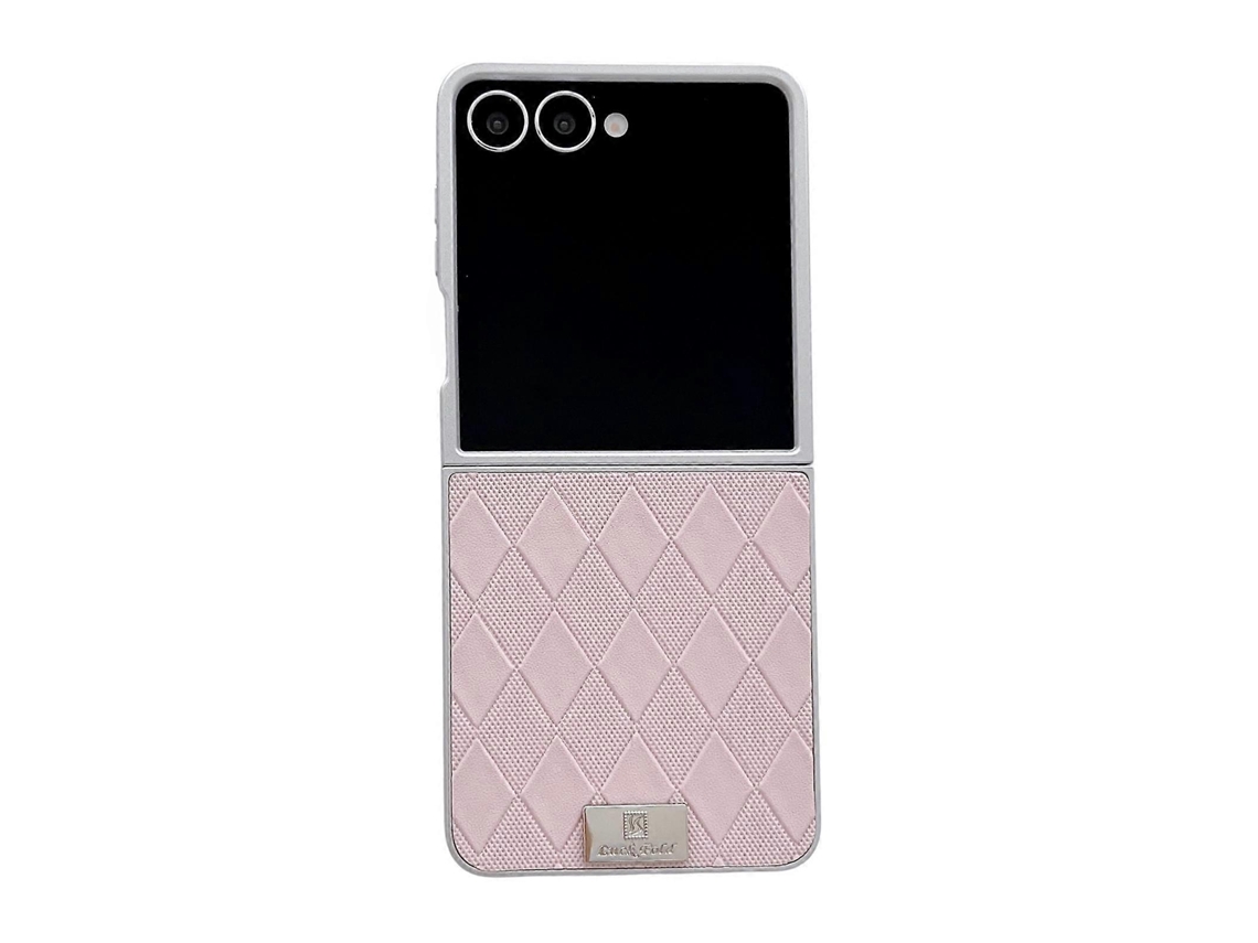 Capa Dobrável Para Celular Samsung Galaxy Z Flip7 5g Com Borda Prateada E Estampa Xadrez De Diamante.