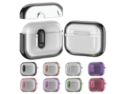 Capa transparente com acabamento eletrogalvanizado para AirPods Pro 3 com Switch. GIECY