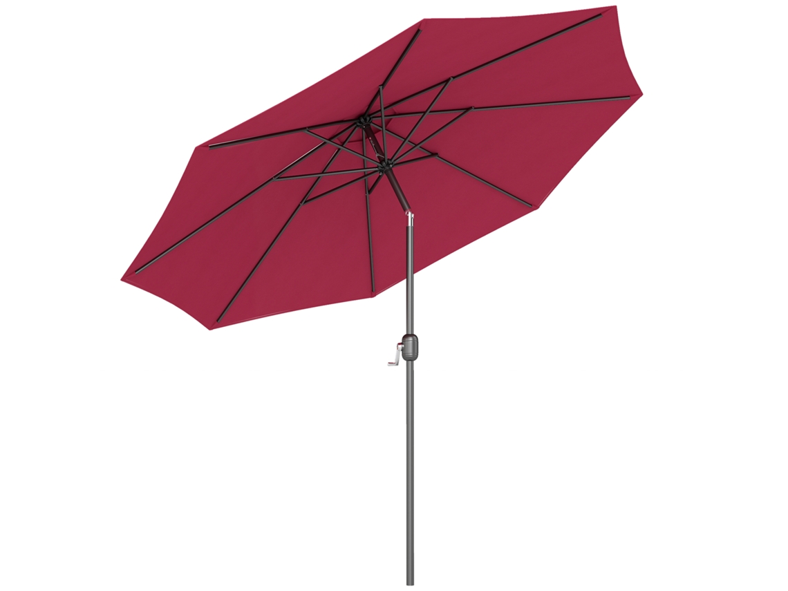 Guarda-sol de Jardim Ø Vinho Tinto com Manivela 295x250cm S/MARCA
