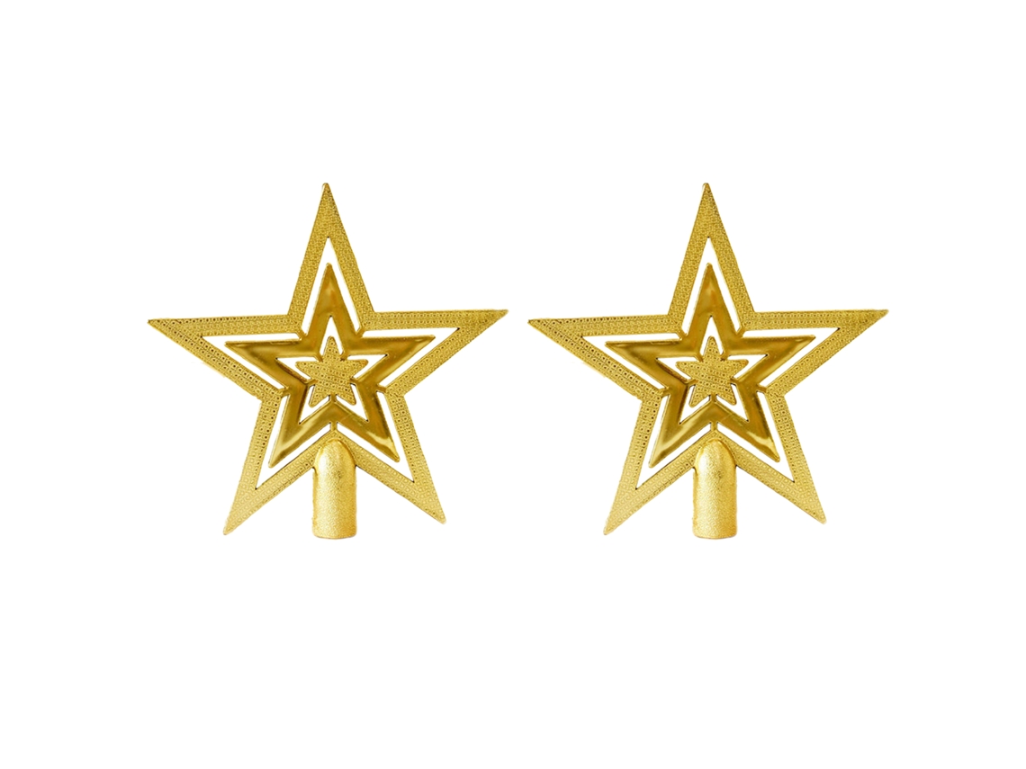 Laxiscreed Estrela De Natal Ouro De 10cm Para Decoração De Árvore, Pack De 2