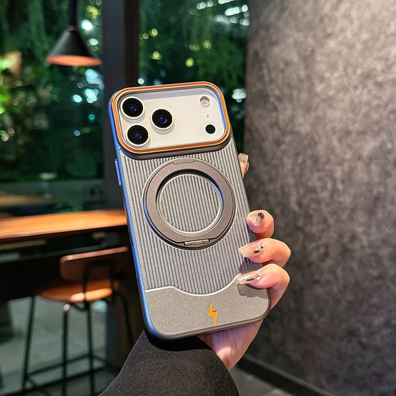 (cinza, Iphone 16) Capa Para Celular Com Suporte De Anel Giratório 360° E Faixa Magnética Para Carregamento Sem Fio.