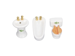 Set De Banho Em Miniatura Para Casinha De Boneca, 3 Peças, Móveis E Acessórios De Banho Em Miniatura