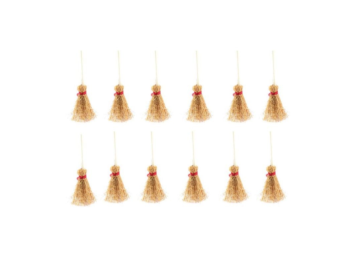 Mini Vassouras Decorativas para Halloween 12pcs Decoração de Festa Ornamentos de Bruxas