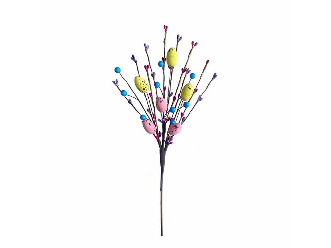 Rebe rama Artificial de Pascua com Ovos de Páscoa e Frutas Talos Florais Decorativos de Primavera