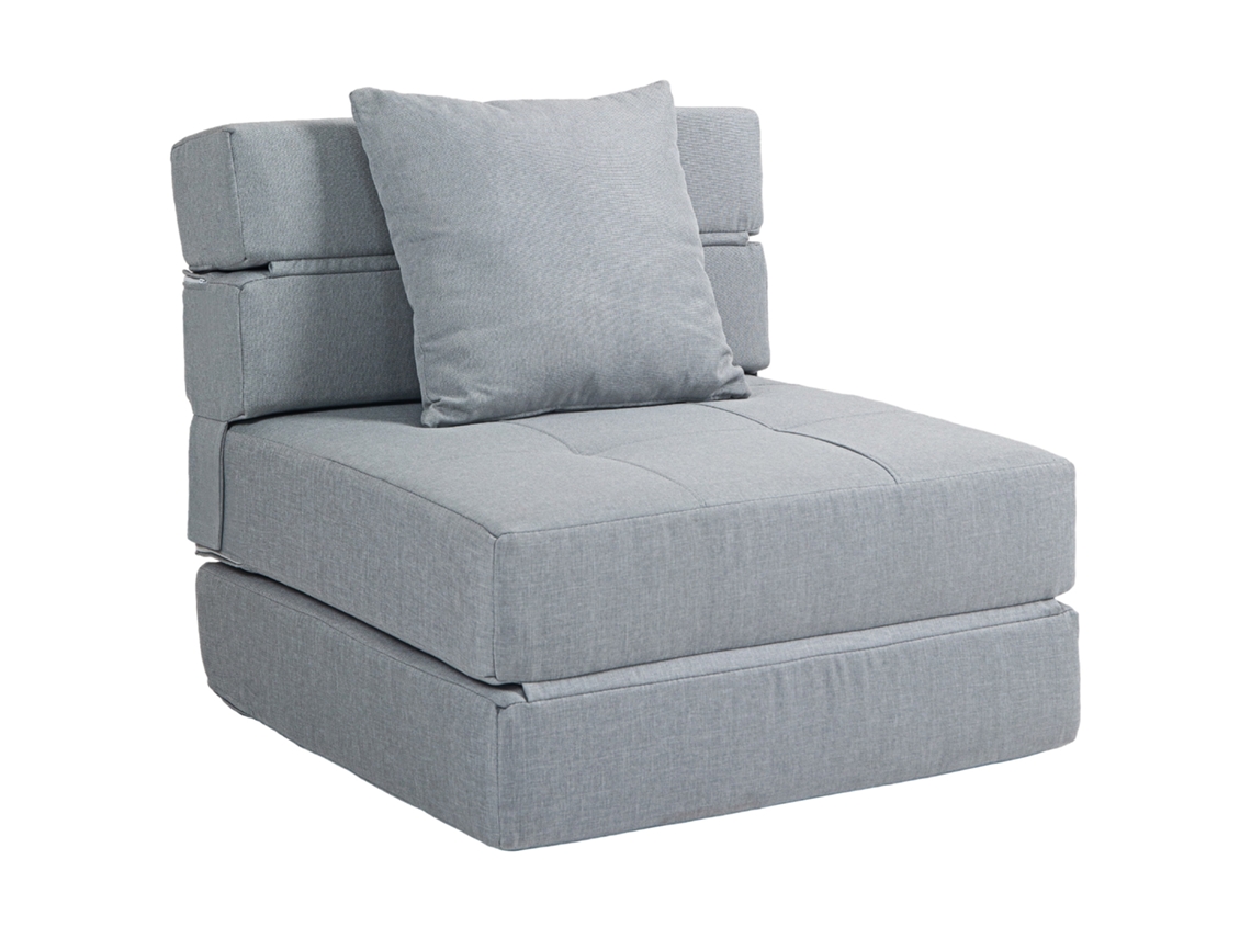 Poltrona Reclinável com Função de Cama, com Almofada, 70x70x61 Cm, Cinza Claro