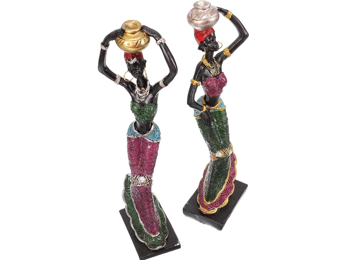 Estátuas Mulheres Africanas Aleatória Criativas Portáteis Resina Sintética Decoração Outros Ambientes Conjunto GOKOCO